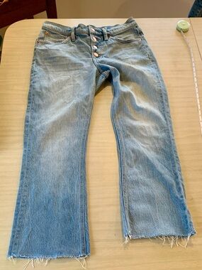 J. Crew Light Wash Bootcut Jeans with Raw Hem